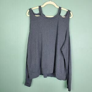 Good American Cold Shoulder Cutout Charcoal Long Sleeve Tee Size 5